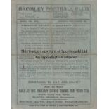 BROMLEY 1924 Four page Bromley programme dated 18/10/1924, Athenian League v Isthmian League at