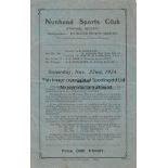 NUNHEAD - DULWICH 1924 Four page Nunhead home programme v Dulwich Hamlet, 22/11/1924, London Charity