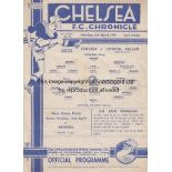 CHELSEA / PALACE Single sheet programme from the London War Cup tie between Chelsea and Crystal