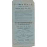 DULWICH - TOOTING TOWN 1924 Single sheet Dulwich Hamlet home programme v Tooting Town, 15/3/1924,