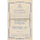 EVERTON - SHEF UTD 45 Everton home programme v Sheffield United, 10/11/45, slight fold. Generally