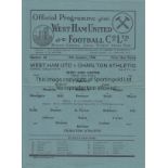 WEST HAM - CHARLTON 46 Single sheet West Ham home programme v Charlton, 19/1/46. Slight fold. Good