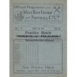 WEST HAM PRACTICE 1927 Four page West Ham United practice match programme, Reds v Blues, 13/8/