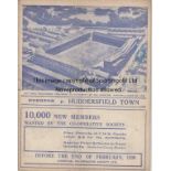 EVERTON - HUDDERSFIELD 1938-39 Everton home programme v Huddersfield, 28/1/1939, creasing and