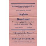 DULWICH Gatefold programme Leyton v Nunhead London Senior Cup Semi Final March 12th 1938 at