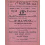 BRENTFORD - BOLTON 1934 Large format Brentford home programme v Bolton, 3/11/1934, slight marks,