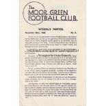 MOOR GREEN 1935 Moor Green eight page programme v Wolverhampton Grammar School Old Boys, 23/11/1935,