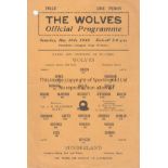 WAR CUP FINAL 42 Wolves single sheet home programme v Sunderland, 30/5/42, War Cup North Final