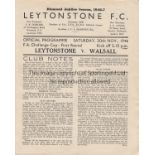 LEYTONSTONE - WALSALL 46 CUP Leytonstone FC home programme v Walsall, 30/11/46, FA Cup round 1, four