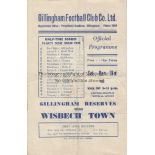 GILLINGHAM 2 Single sheet programmes Gillingham Reserves v Wisbech Town 31st March 1951 (team