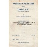 CHELSEA 4 Page programme from the Cricket match between Westfield Cricket Club and Chelsea 18th July