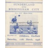 PIRATE - 56 SEMI-FINAL Pirate programme for 1956 FA Cup Semi-Final, Sunderland v Birmingham at