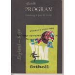 WORLD CUP 1958 Programme England v Soviet Union 8th June 1958 in Vaesteras. Small mark on front .