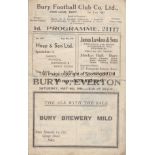 BURY - EVERTON 46 Bury home programme v Everton , 4/5/46, slight wear along folds, creases. Fair