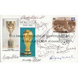1966 WORLD CUP Postal cover issued by Tuvalu in 1986 and signed by ten players including Bobby