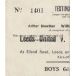 TICKET - LEEDS v WOLVES 1950 Match ticket, Leeds v Wolves, 19/4/50, Testimonial Match. Generally