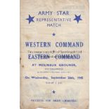 WESTERN COMMAND 45 Four page programme, Western Command v Eastern Command, 26/9/45 at Molineux.