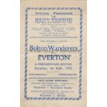 BOLTON - EVERTON 45 Bolton home programme v Everton, 1/9/45, signed by Joe Mercer and Tommy