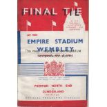 1937 CUP FINAL Official programme , 1937 Cup Final, Preston v Sunderland, fold, score noted, minor