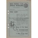 RHYL 1935-36 Rhyl home programme v Stafford Rangers, 12/9/1935, Birmingham League, punch-holes which