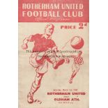 ROTHERHAM - OLDHAM 47 Rotherham home programme v Oldham, 1/3/47, minor fold. Generally good