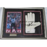 TIM HOWARD AUTOGRAPHED GLOVE A 21" x 16" framed and glazed mount including colour photograph of