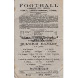 LONDON CHARITY CUP FINAL 1919 Single sheet Dulwich Hamlet programme v Nunhead, 13/12/1919, London