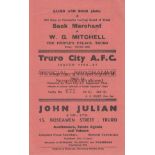 TRURO CITY 60-61 Truro City home programme v St Austell, 21/1/61 , Cornwall Senior Cup. Six page