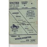 ABERDEEN IN SOUTH AFRICA 1937 Programme for Aberdeen v Natal 5/6/1937 in Durban, 32 page programme