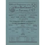 WEST HAM - ARSENAL 45-6 CUP Single sheet West Ham home programme v Arsenal, 5/1/46, FA Cup, the