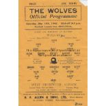 WAR CUP SEMI-FINAL 42 Wolves single sheet home programme v West Brom, 16/5/42, Football League