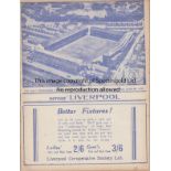 EVERTON - LIVERPOOL 1938-39 Everton home programme v Liverpool, 1/10/1938, staple removed. Good