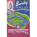 1960 CHARITY SHIELD Official programme, 1960 Charity Shield, Burnley v Wolves, 13/8/60 at Turf Moor.