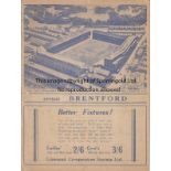 EVERTON - BRENTFORD 1938-39 Everton home programme v Brentford, 3/9/1938, slight fold, no staple,