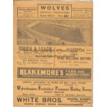 WOLVES - STOKE 1934 Wolves home programme v Stoke, 10/2/1934, slight fold and small picture