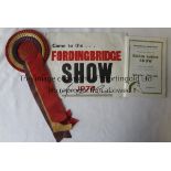 RED RUM Rosette worn by Red Rum at the Fordingbridge Horse Show 1978 plus a programme for the show