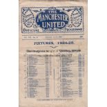 MANCHESTER UTD v CHELSEA / STOKE 1925 Manchester United double issue home programme, v Chelsea 1/1/