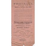 DULWICH - NUNHEAD 1923 Single sheet Dulwich Hamlet home programme v Nunhead, 6/10/1923, London