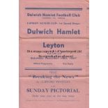 DULWICH Gatefold programme Dulwich Hamlet v Leyton London Senior Cup 1st Round December 18th 1937.