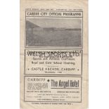 CARDIFF CITY - CRYSTAL PALACE 46 Cardiff City home programme v Crystal Palace , 22/4/46, League 3