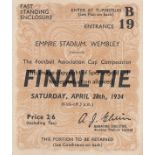 1934 CUP FINAL Match ticket, 1934 Cup Final. Good