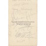 WEST BROM 1938-39 Album page signed by 12 West Brom players and manager, 1938-39, includes