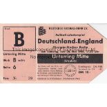 GERMANY/ENGLAND Ticket Germany v England in Berlin 26th May 1956. Torn at entry down perforation.