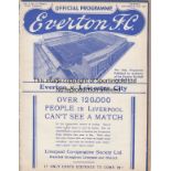 EVERTON - LEICESTER 1937 Everton home programme v Leicester City, 27/12/1937, staples removed.