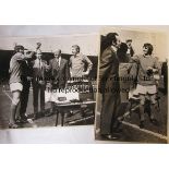 GEORGE BEST Two large photographs of George Best receiving the Ballon D'Or in 1968. Both black and