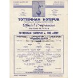 TOTTENHAM - THE ARMY 1960 Single sheet Tottenham home programme v The Army, 24/10/60, the Army had