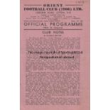 ORIENT - NORTHAMPTON 45-46 Four page Orient home programme v Northampton, 13/4/46, score, scorers