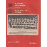 MAN UNITED Programme Western Australia v Manchester United Friendly match 15th July 1975. Good