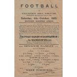 DULWICH - WEST NORWOOD 1913 Single sheet Dulwich Hamlet home programme v West Norwood, 4/10/1913,