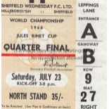 1966 WORLD CUP Seat ticket for the Quarter-Final at Hillsborough, Sheff. Weds. FC, West Germany v